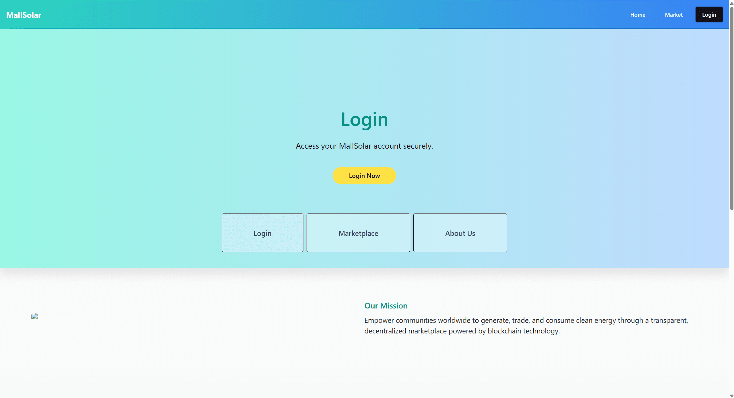 Decentralized Energy Marketplace interface